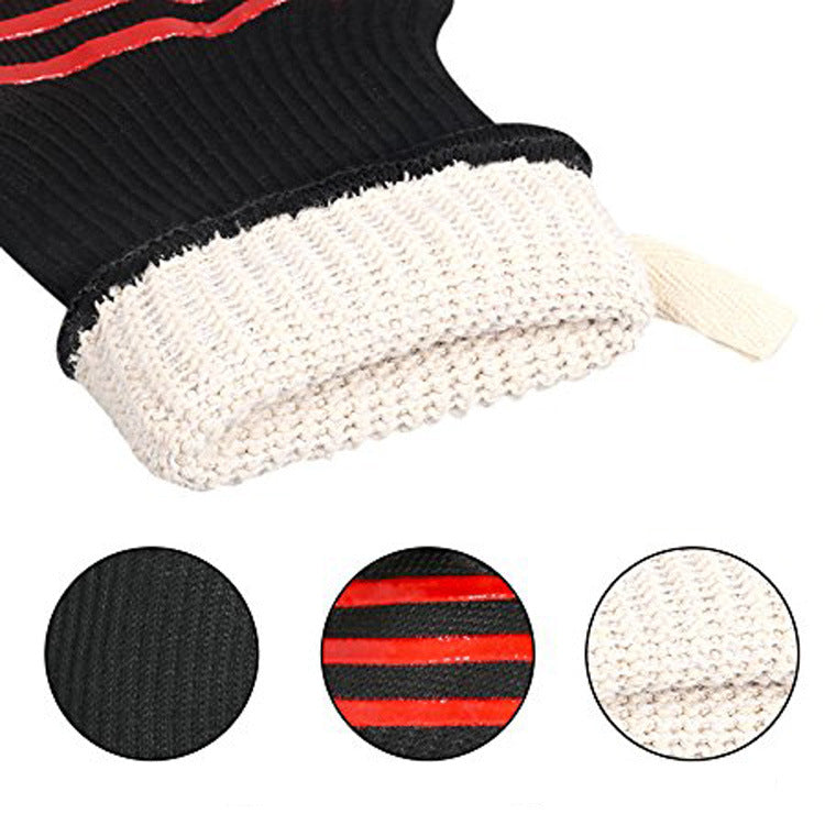 BBQ Microwave Oven Gloves High Temperature Resistance Barbecue Mitts 800 Degrees Fireproof Anti Heat Insulation Glove for Baking