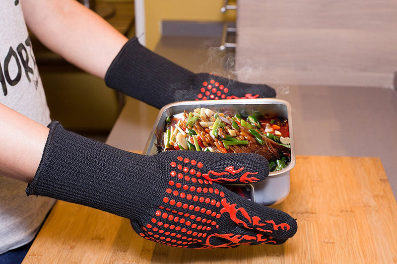 BBQ Microwave Oven Gloves High Temperature Resistance Barbecue Mitts 800 Degrees Fireproof Anti Heat Insulation Glove for Baking