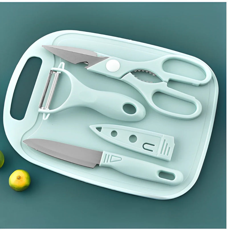 KIT Knives Scissors Peeler Colorful Stainless Steel Kitchen Board 4 PIECES-Neverdie Store
