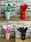 Kit 12 Kitchen Utensils In Silicone And Wooden Cable