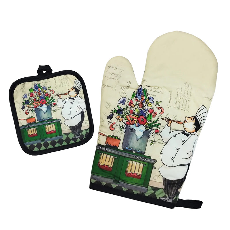 Thermal Glove And Pan Holder Kit 2 Pcss Assorted Prints