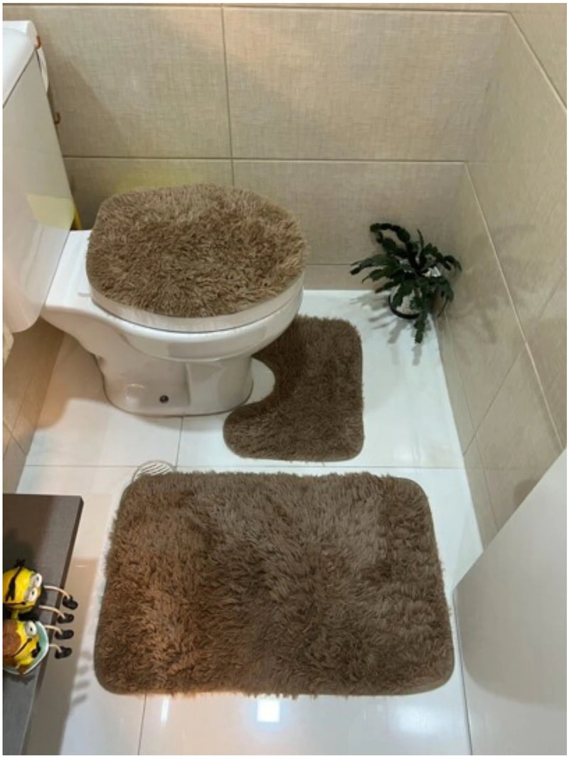 3 pieces Happy Bathroom Carpet Set