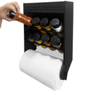 Porta Tempero e Especiarias de Parede com Nicho Organizador e 8 Potes Plástico 130ml Tampa Dosadora Dupla para Cozinha Dispensa