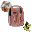 KIT Knives Scissors Peeler Colorful Stainless Steel Kitchen Board 4 PIECES-Neverdie Store