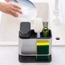 Dispenser Porta Detergente em Inox com Porta Esponja e Escorredor de talheres De Pia Para Cozinha