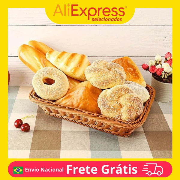 Basket Organizer Rectangular Basket Aramada Porta Pao Fruit Fruit Loaves Decorative Table Kitchen Living Room Home Storage Organization