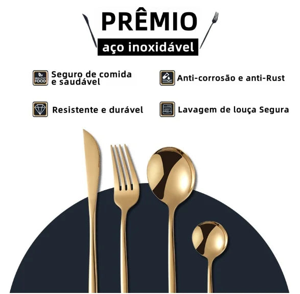 24 Pcs Stainless Steel Cutlery Set Knives Forks and Spoons in Kitchen Cutlery Without Case-Neverdie Store