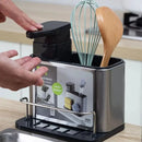 Dispenser Porta Detergente em Inox com Porta Esponja e Escorredor de talheres De Pia Para Cozinha