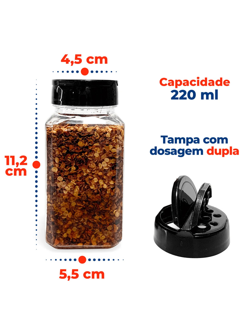 Kit 10 Pots Seasoning Double Dizing Lid 220ml Seasoning and Spices