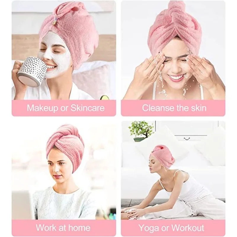 Thick Microfiber Magic Towel for Hair Dry Super Absorbent Post Bath cap Decrease Double Tips Anti Frizz Practice
