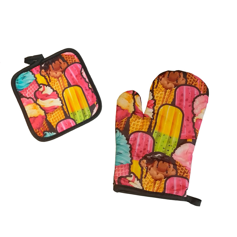 Thermal Glove And Pan Holder Kit 2 Pcss Assorted Prints