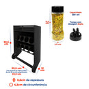 Porta Tempero e Especiarias de Parede com Nicho Organizador e 8 Potes Plástico 130ml Tampa Dosadora Dupla para Cozinha Dispensa