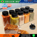 Kit 10 Pots Seasoning Double Dizing Lid 220ml Seasoning and Spices