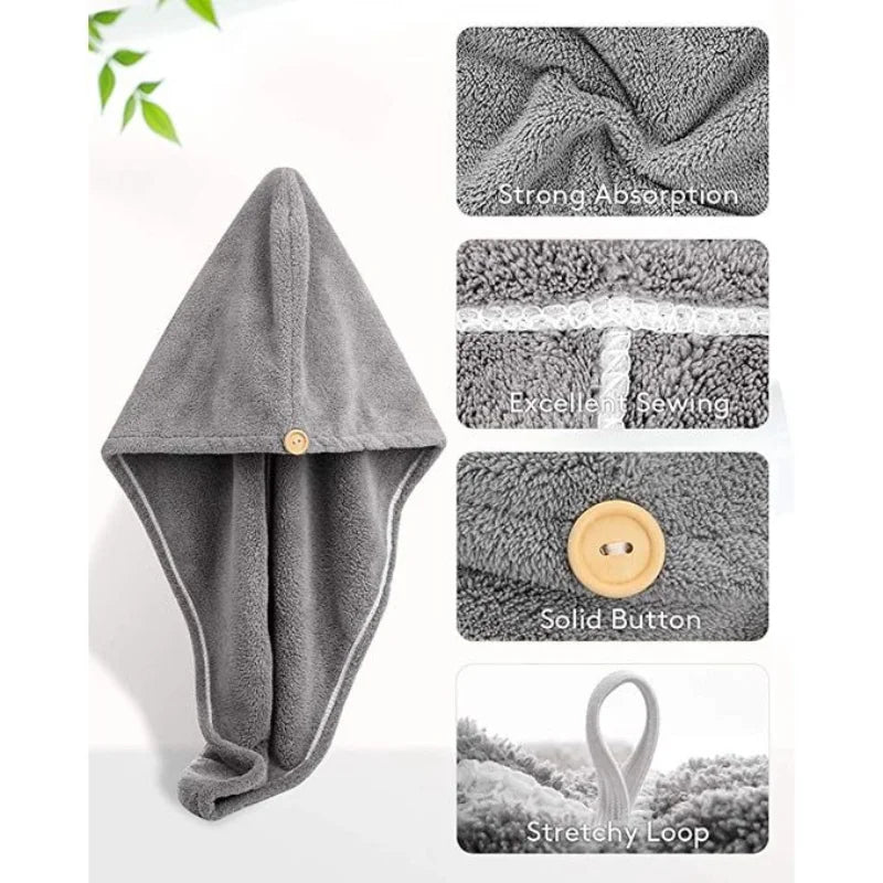Thick Microfiber Magic Towel for Hair Dry Super Absorbent Post Bath cap Decrease Double Tips Anti Frizz Practice