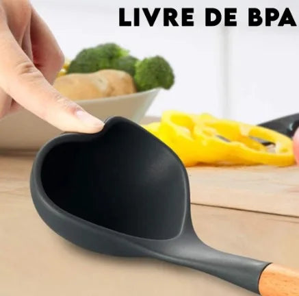 Drop Kit Jogo 12 Peças Utensílios de Cozinha Silicone Colher Espátula kitchen Livre de BPA Antiaderente com Suporte