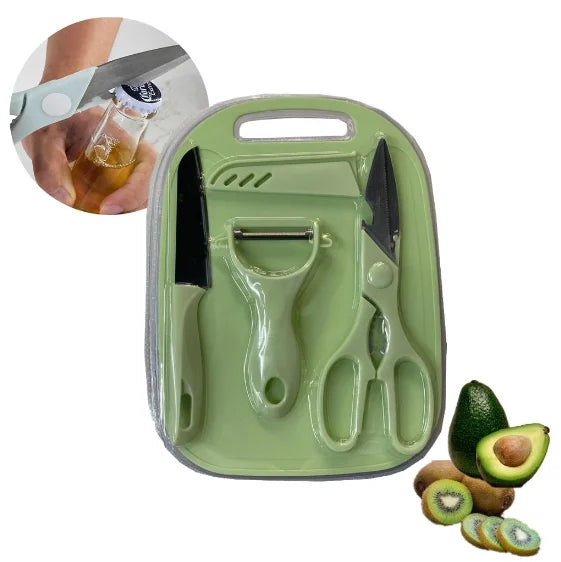 KIT Knives Scissors Peeler Colorful Stainless Steel Kitchen Board 4 PIECES-Neverdie Store