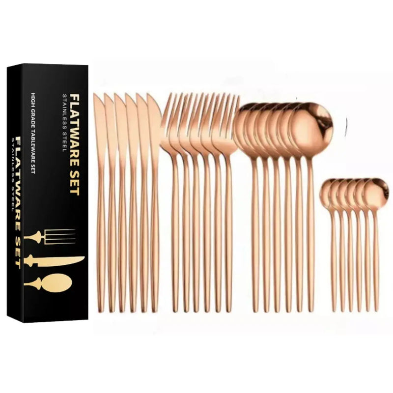 24 Pcs Stainless Steel Cutlery Set Knives Forks and Spoons in Kitchen Cutlery Without Case-Neverdie Store