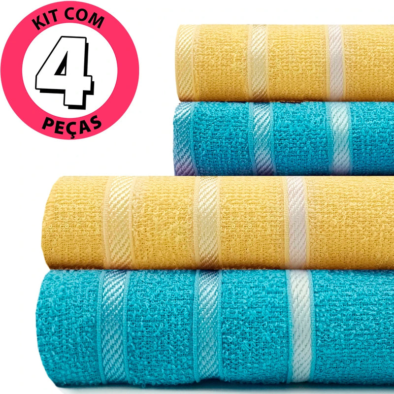 Towels 4 Pieces Bath + Face Marcotex 100 Cotton Pop-Embuy