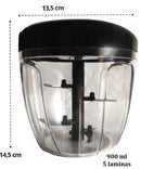 Mini Manual Food Processor Large 5 Blades 900ml - Neverdie