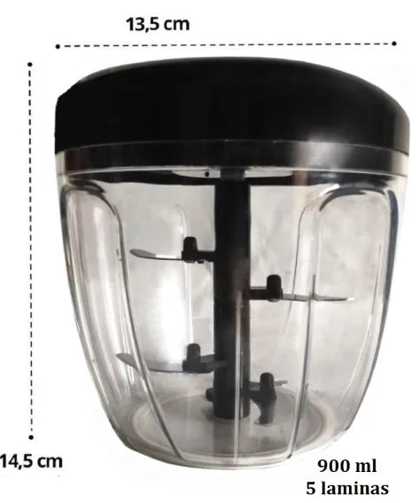 Mini Manual Food Processor Large 5 Blades 900ml - Neverdie