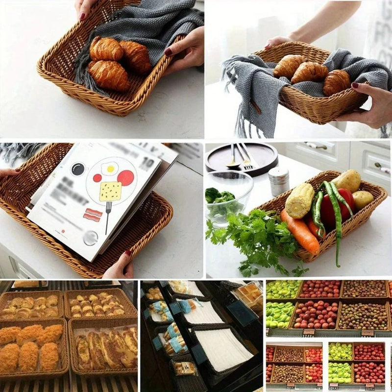 Basket Organizer Rectangular Basket Aramada Porta Pao Fruit Fruit Loaves Decorative Table Kitchen Living Room Home Storage Organization