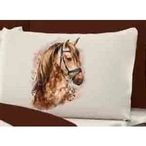 Duvet Kit Couple Queen Horse Double Face Tobacco Straw With 5 Pieces