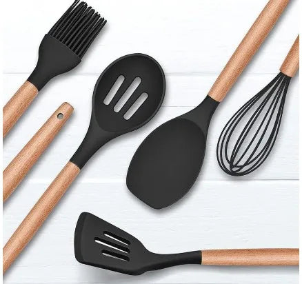 Drop Kit Jogo 12 Peças Utensílios de Cozinha Silicone Colher Espátula kitchen Livre de BPA Antiaderente com Suporte