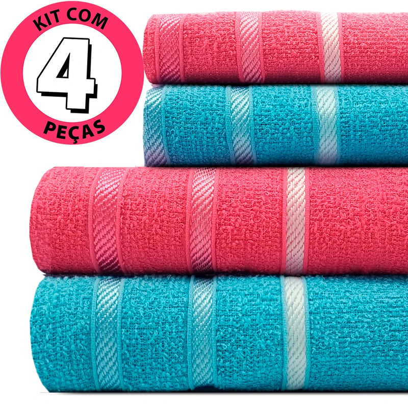 Towels 4 Pieces Bath + Face Marcotex 100 Cotton Pop-Embuy