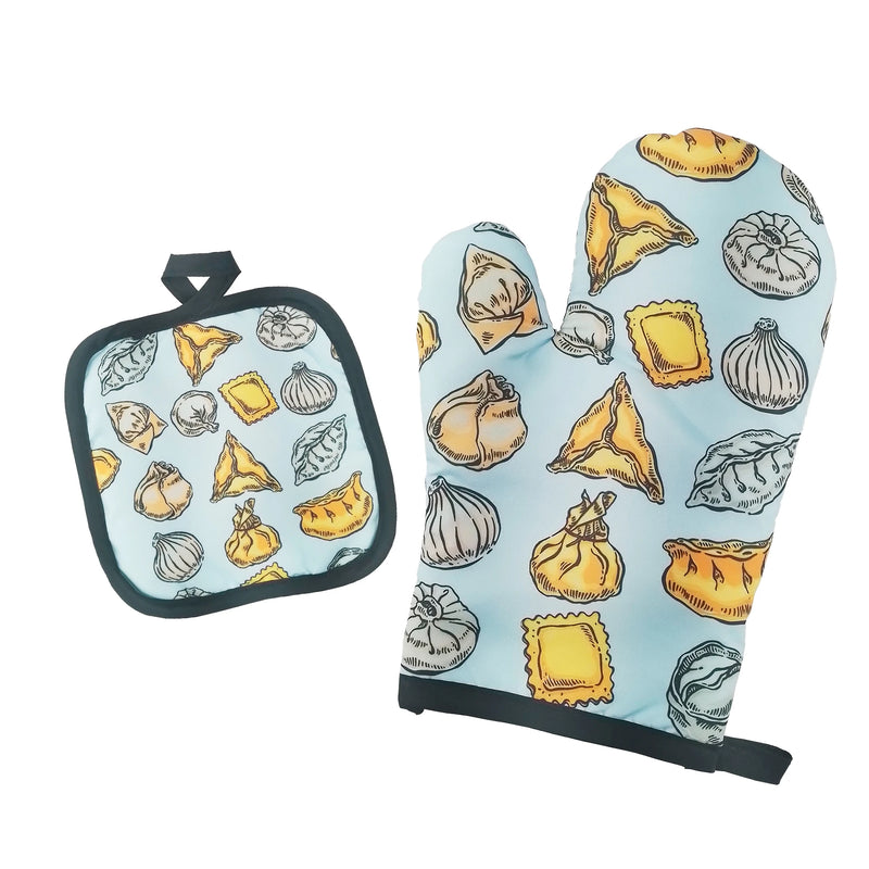 Thermal Glove And Pan Holder Kit 2 Pcss Assorted Prints
