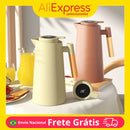 Thermal Bottle Digital Thermometer 1L Coffee Tea Inox Double Wall Temperature Pickles Elegant Modern Wood Office Cable