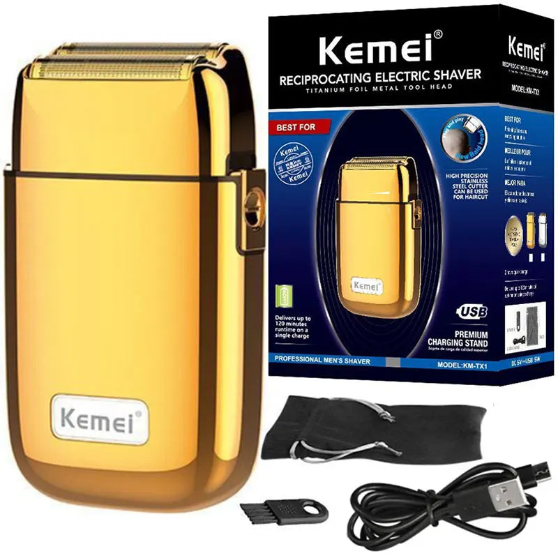 Kemei Tx1 Full Metal Electric Shaver For Men Hair Beard Electric Razor Bald Head Shaving Machine Finishing Fades Rechargeable