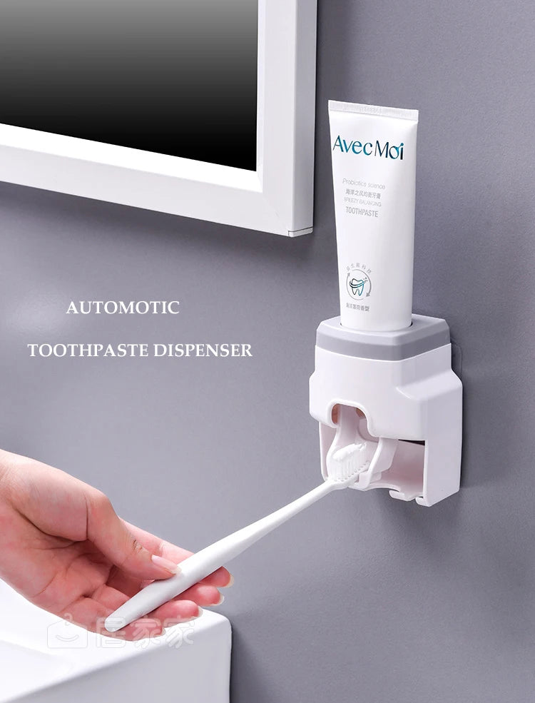WIKHOSTAR Creative Lazy Automatic Toothpaste Dispenser Toothpaste Squeezer Toothbrush Holder Bathroom Accessories Storage Rack
