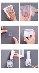 WIKHOSTAR Creative Lazy Automatic Toothpaste Dispenser Toothpaste Squeezer Toothbrush Holder Bathroom Accessories Storage Rack