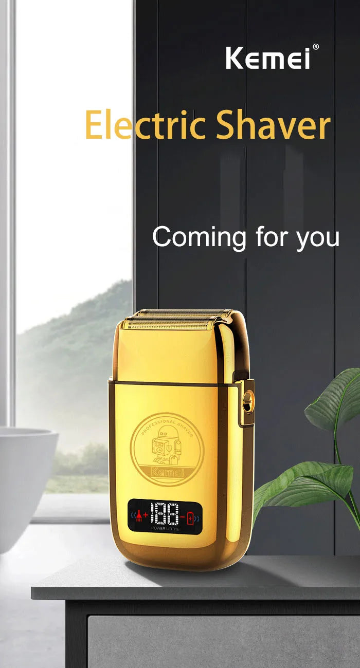 Kemei All-metal Electric Shaver Men Electric Razor Rechargeable Beard Shaver Floating Hair Trimmer Face Care Shaving Machine