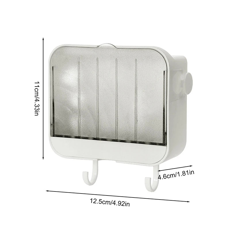 Simple Creative Soap Rack Vertical Dustproof Soap Dish With Lid Drain Soap Dish Bathroom New Nail Free Wall Hanging Soap Holder