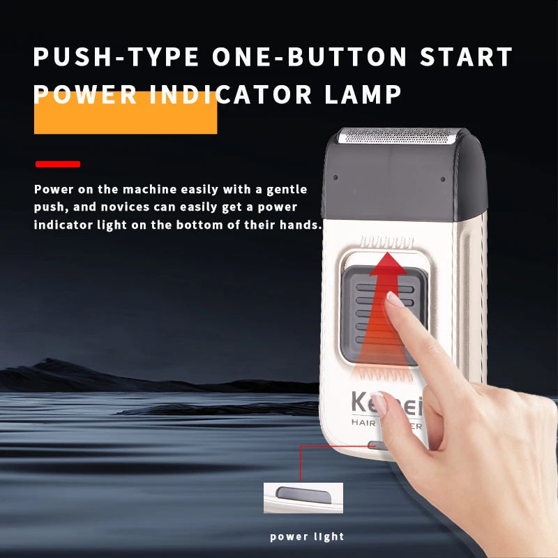 Kemei KM-TX11 Portable Electric Shaver – Reciprocating Blades,Arc-Shaped Foil,USB Rechargeable & Plug-in Dual Use, Beard Trimmer