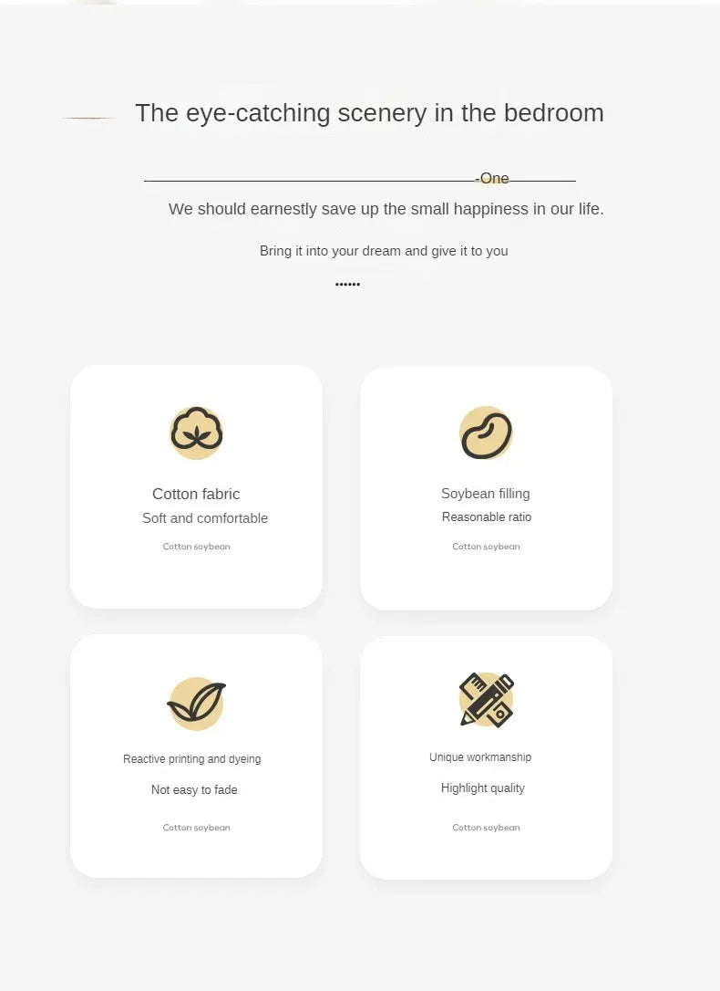 Pure Cotton Summer Cooling Duvet Four-Piece Set Lace Soybean Fiber Airable Cover