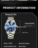 POSHI Men's Watch Date Week Fashion Watch Men Original Waterproof Non-mechanical Luminous Dual Calendar Quartz Wristwatch