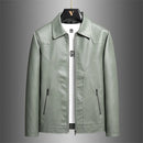 2025 new men's trendy coat leather jacket, PU jacket, black, light green optional, Asian size M-7XL