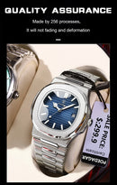 POEDAGAR Square Luxury Men Wristwatch Waterproof Luminous Date Stainless Steel Male Clock Business Sports Quartz Watches For Men