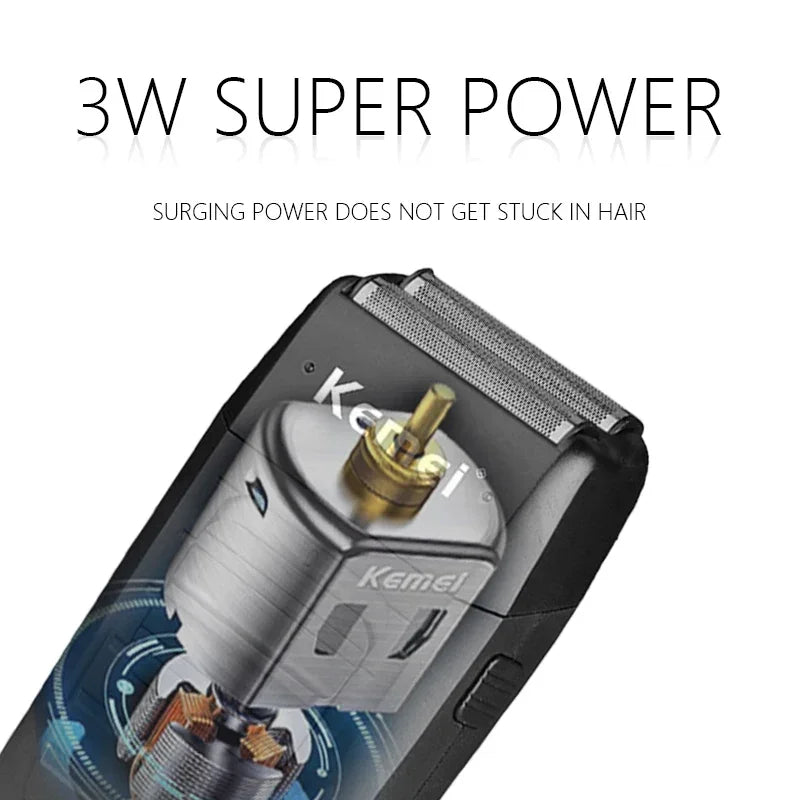 Kemei Rechargeable Cordless Shaver for Men Twin Blade Reciprocating Beard Razor Face Care Multifunction Strong Trimmer KM-1102