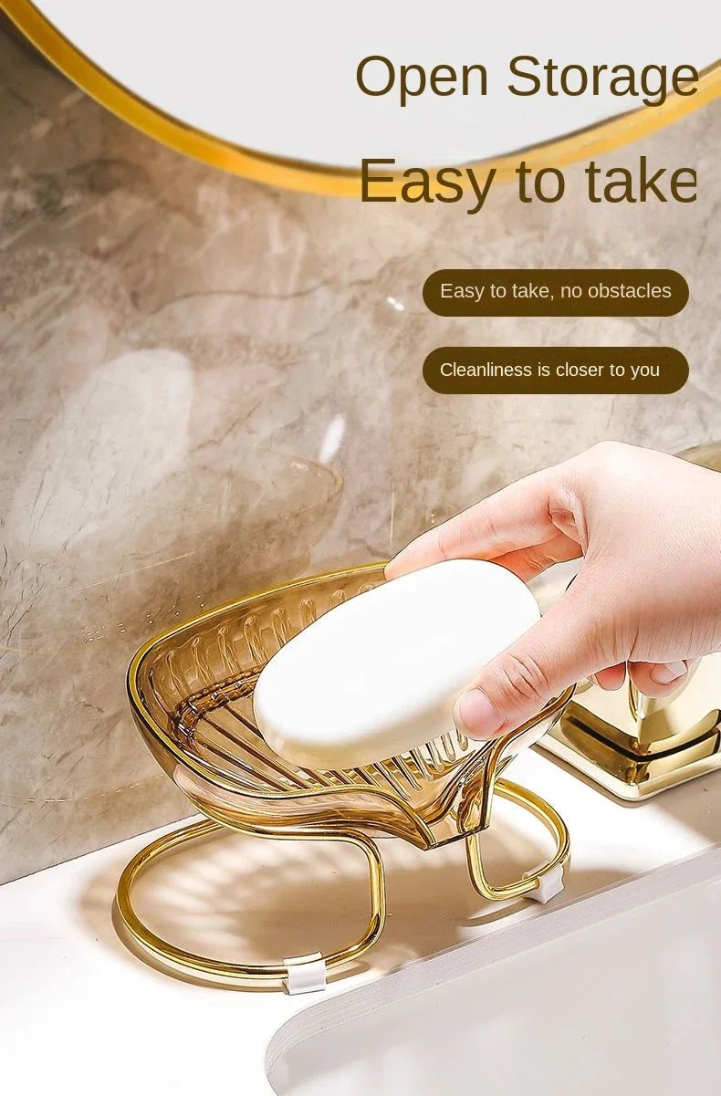 Bathroom Soap Dish Light Luxury Toilet Shower Soap Holder with Drain Water Soap Storage Case Tray Container Bathroom Gadgets
