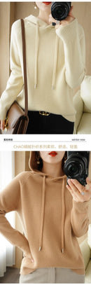 Hooded Sweater Woman Autumn Winter Long Sleeve Warm Bottoming Shirt Solid Casual Pullovers Knit Tops Korean Fashion Jumper 2025