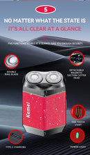 Kemei KM-T15 Portable Dual-Ring Floating Electric Shaver, Fully Washable, USB Rechargeable, Men's Beard Trimmer.
