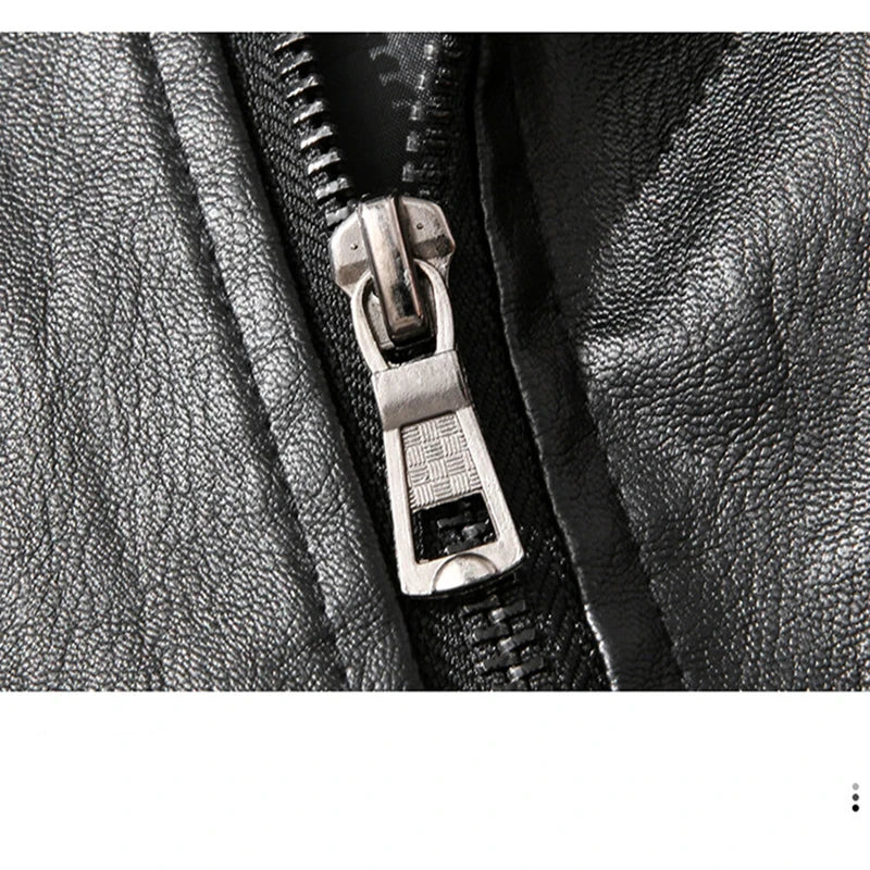 2025 new men's trendy coat leather jacket, PU jacket, black, light green optional, Asian size M-7XL