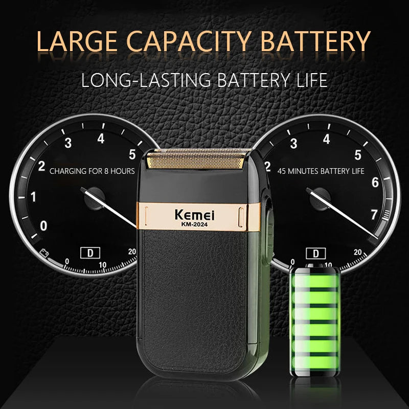 Kemei KM-2024 Professional Men's Shaving Machine USB Charging Electric Shaver Waterproof Beard Trimmer Hair Trimmer Machine