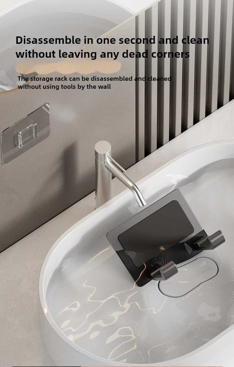 Suporte de secador de cabelo de parede compatível com organizador de metal com almofada antiderrapante, organizador de acessórios para prateleiras de banheiro de quarto