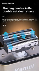 Kemei KM-1536 Men's Electric Shaver - Portable USB Rechargeable Trimmer,Waterproof Travel-Friendly with Reciprocating Razor Head