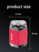 Kemei KM-T15 Portable Dual-Ring Floating Electric Shaver, Fully Washable, USB Rechargeable, Men's Beard Trimmer.