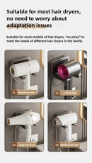 Suporte de secador de cabelo de parede compatível com organizador de metal com almofada antiderrapante, organizador de acessórios para prateleiras de banheiro de quarto